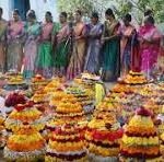Batukamma famous festival celebrations at Telangana with arrangements of decorated batukamma.