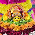 Beatiful Batukamma with Goddess for famous festival in telangana.