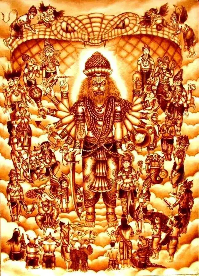 the sketch of ugra narasimha