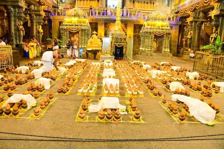 Kalasha pooja in the yadadri temple